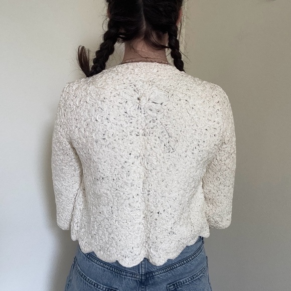 Vintage White Cream Ribbon Soutache Jacket - Picture 4 of 13